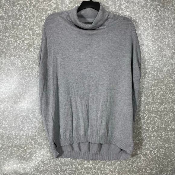 Suzy Shier Women's Gray Oversized Short Sleeve Turtleneck Sweater - Size Medium - Picture 1 of 7